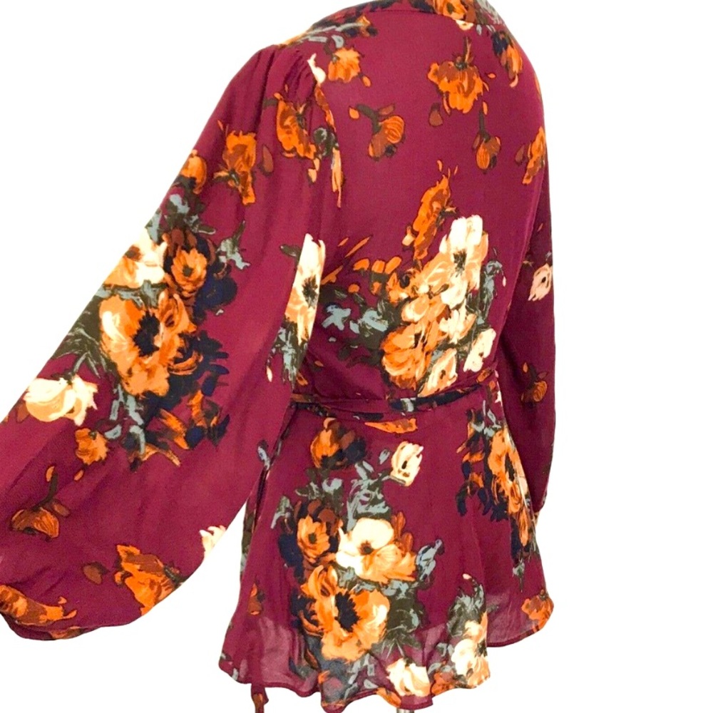 HD in Paris | Anthro Ruby Floral Gail Surplice Wrap Blouse - Picture 6 of 12
